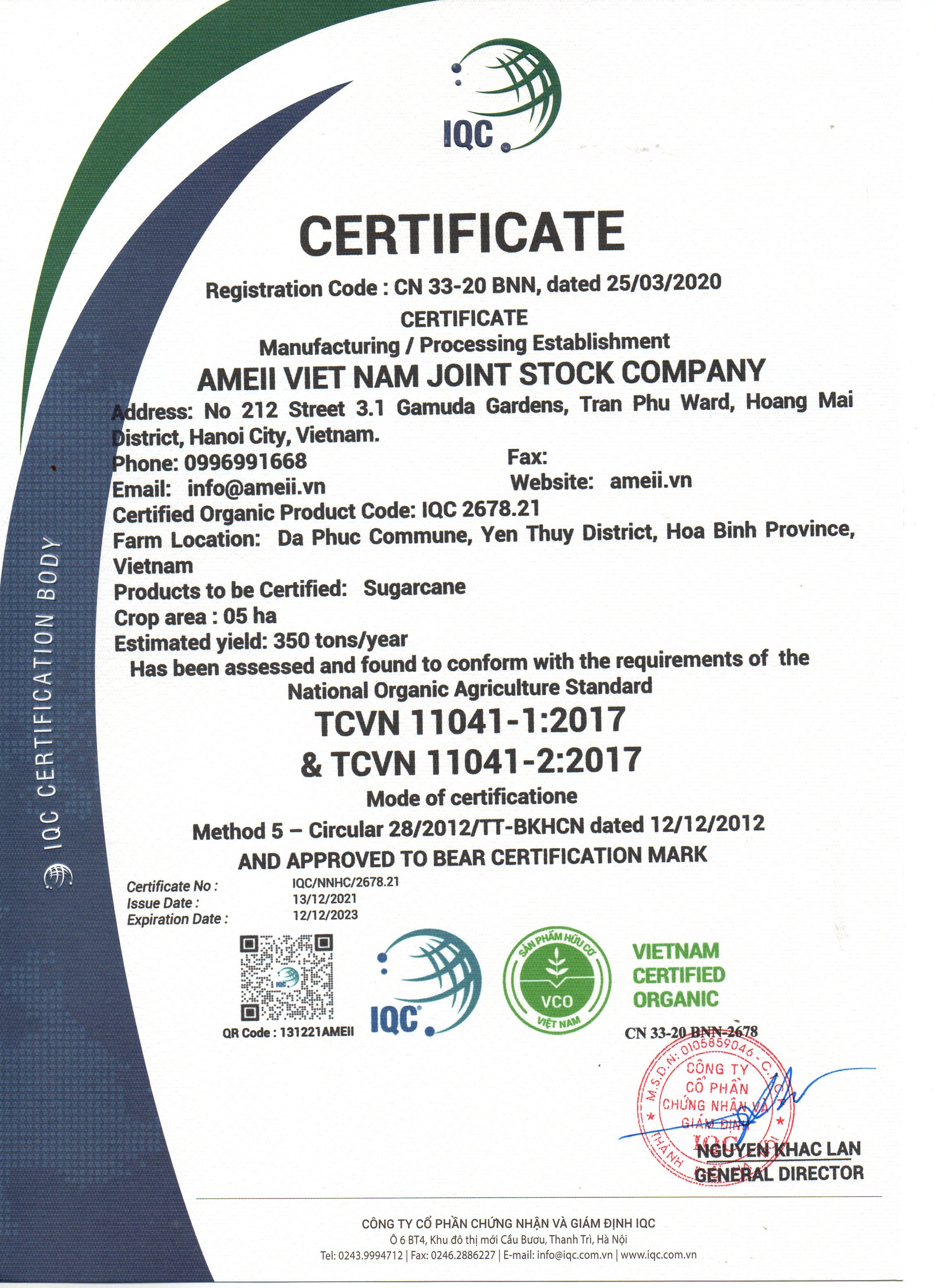 Mía hữu cơ Ameii chuẩn xuất khẩu (2)